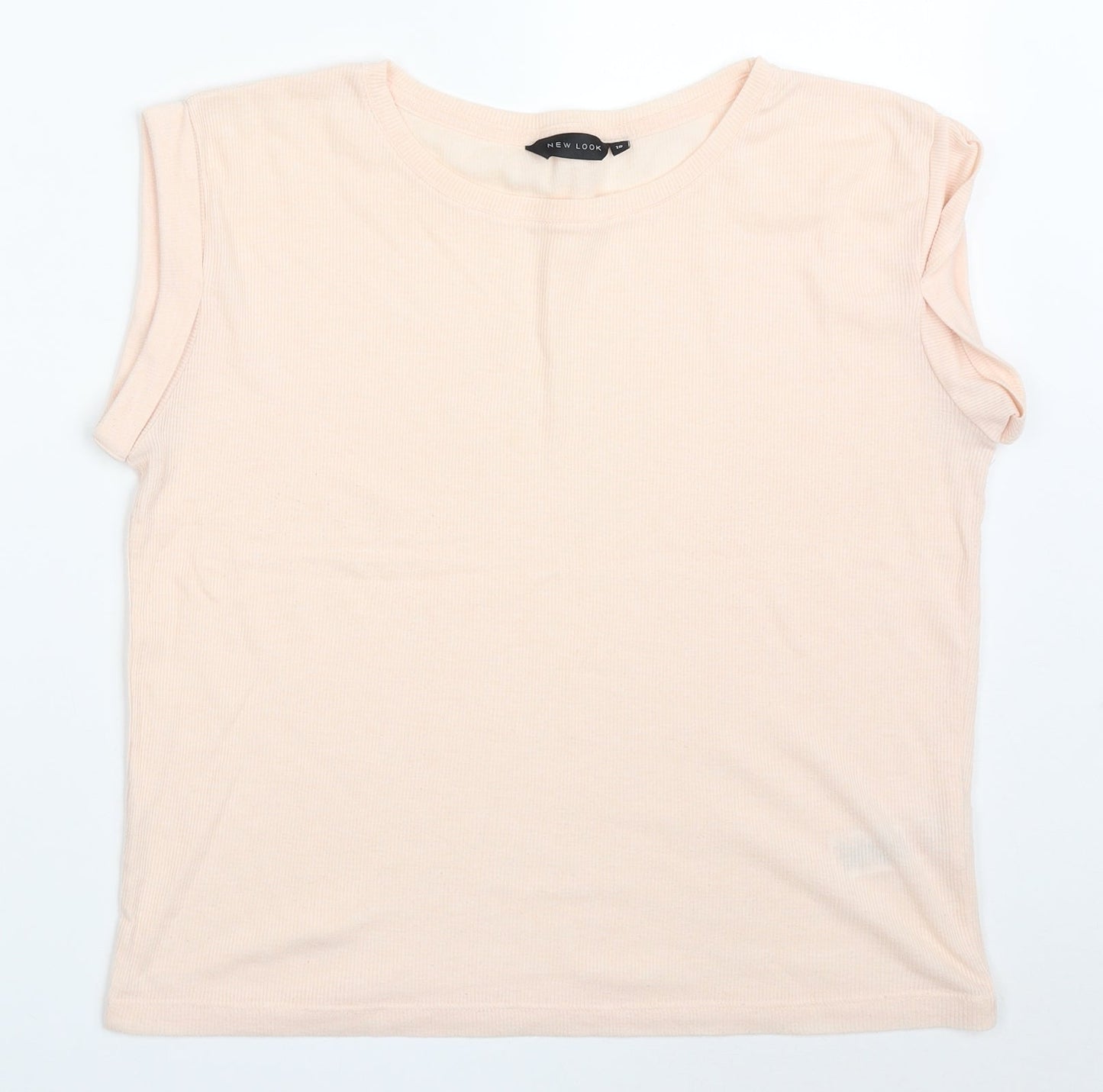 New Look Womens Pink  Polyester Basic T-Shirt Size 10 Round Neck
