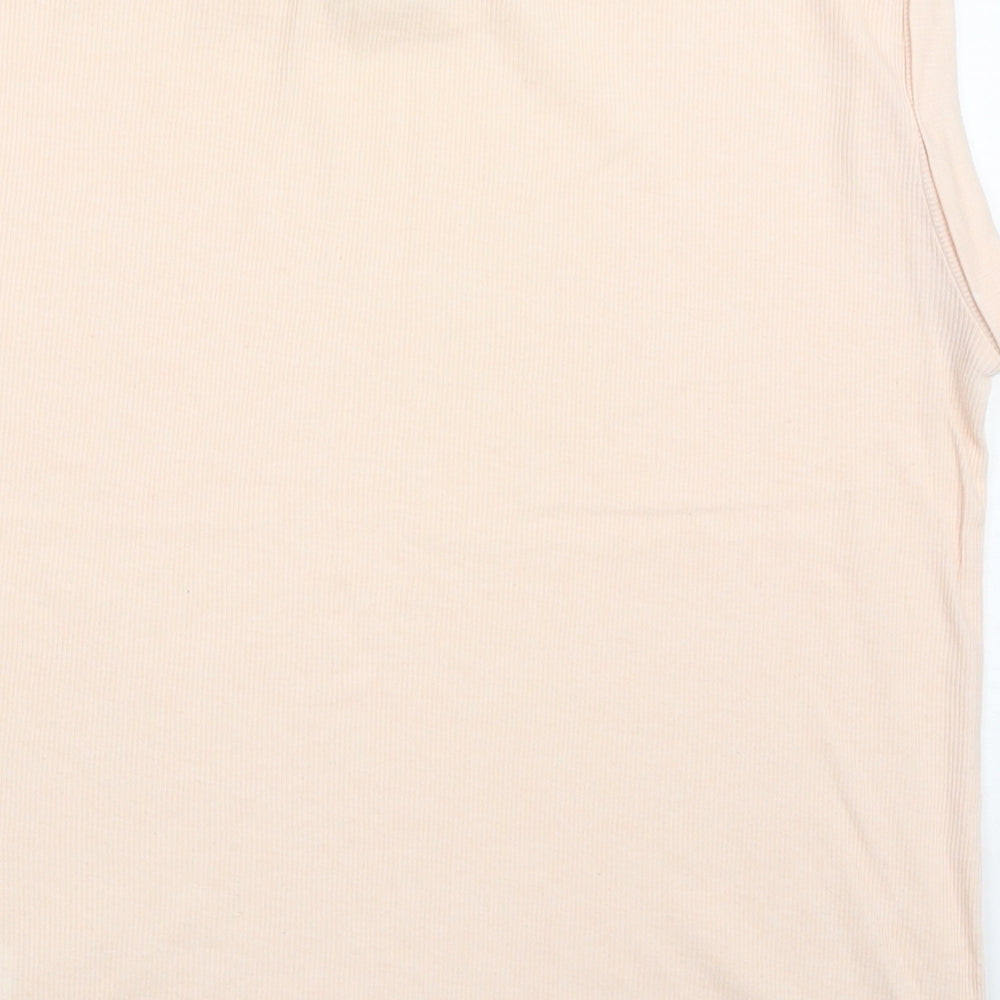 New Look Womens Pink  Polyester Basic T-Shirt Size 10 Round Neck