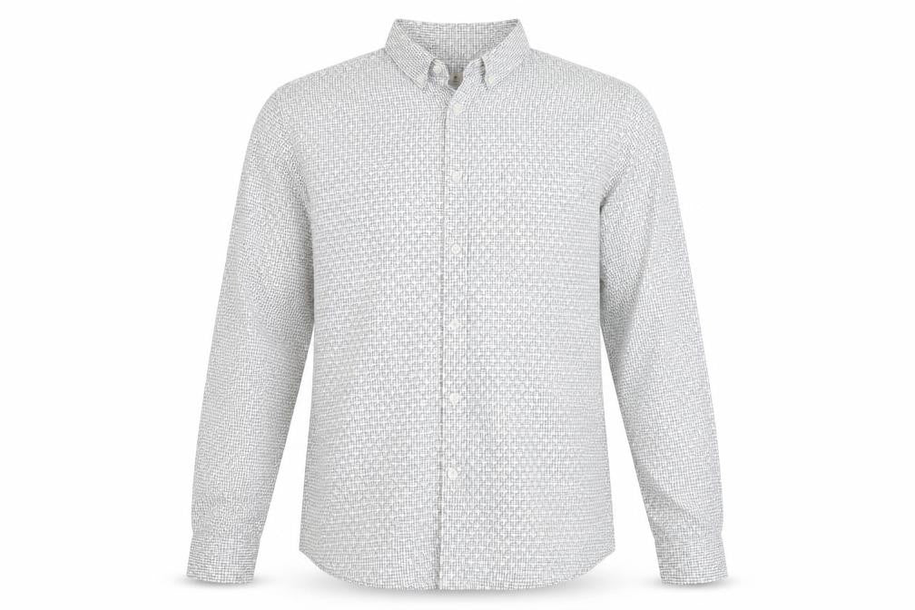 ACW 85  Mens White Geometric Cotton  Button-Up Size XL Collared Button