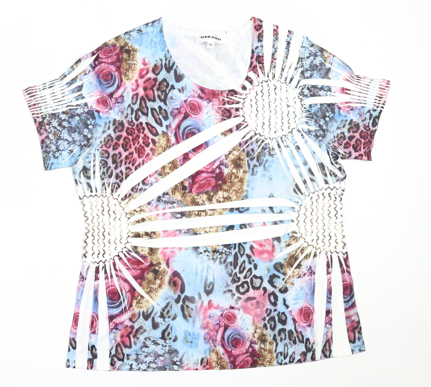Gerard Womens White  Polyester Basic Blouse Size XL Round Neck