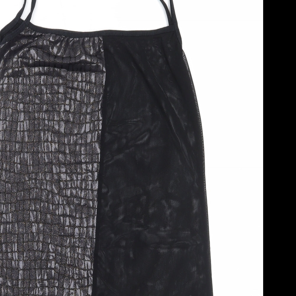 Preworn Womens Black  Polyester Camisole Blouse Size S Square Neck
