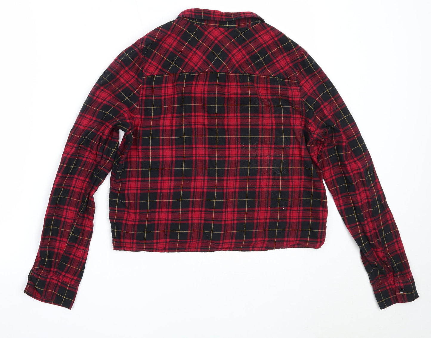 H&M Womens Red Check Cotton Basic Button-Up Size 36 Collared