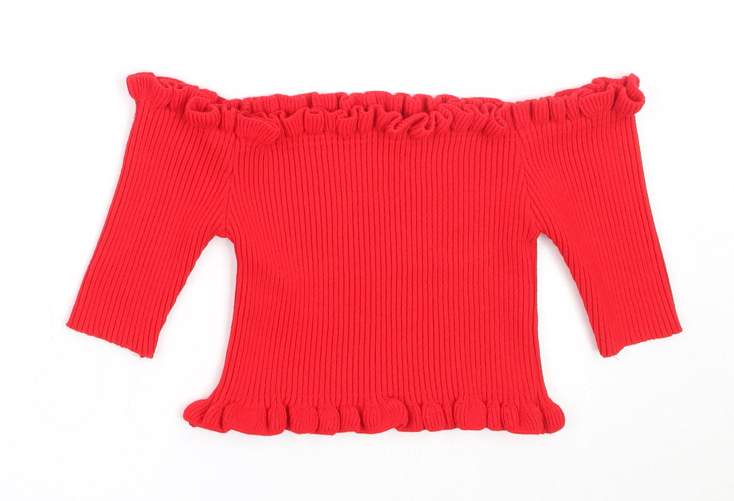 New Look Womens Red Square Neck  Acrylic Pullover Jumper Size M