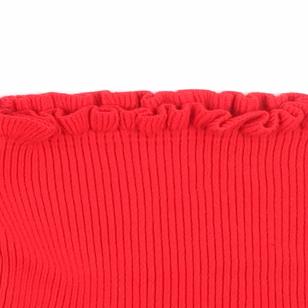 New Look Womens Red Square Neck  Acrylic Pullover Jumper Size M