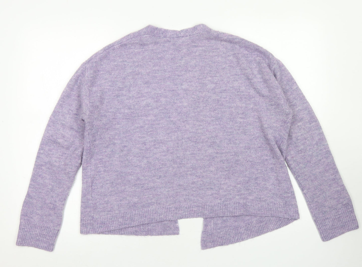 H&M Womens Purple Crew Neck  Acrylic Cardigan Jumper Size XS