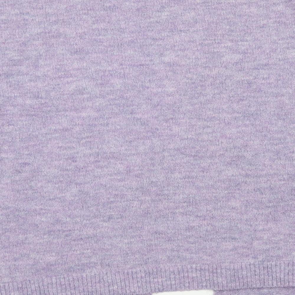 H&M Womens Purple Crew Neck  Acrylic Cardigan Jumper Size XS