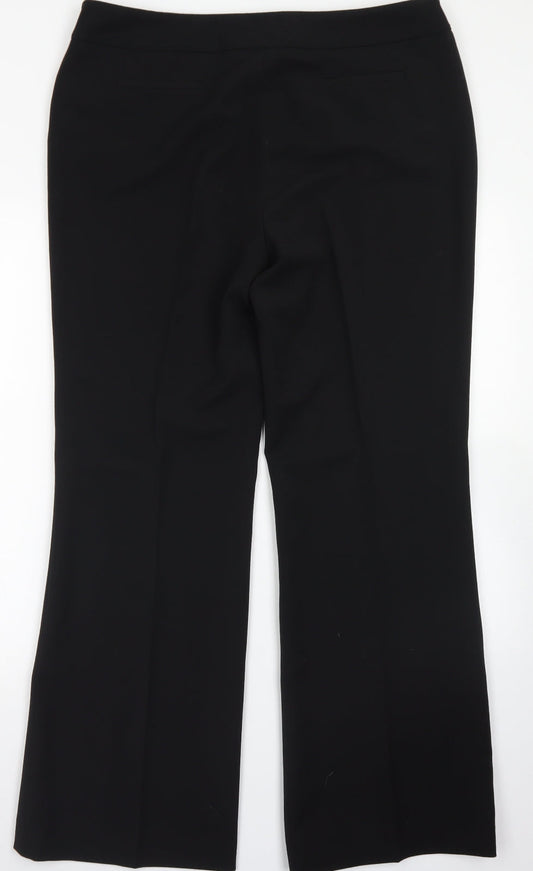 Marks & Spencer Womens Black  Polyester Dress Pants Trousers Size 16 L30 in Regular Hook & Eye
