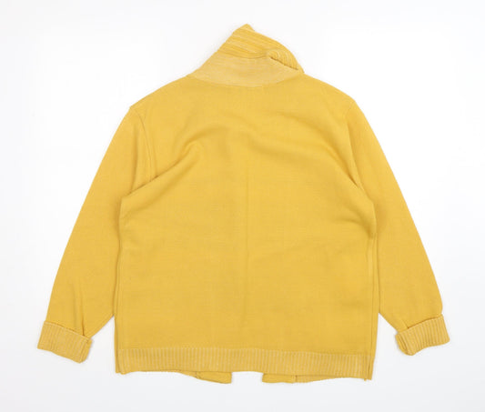 pure & natural Womens Yellow Round Neck Striped Acrylic Cardigan Jumper Size M   - Cardigan and Top All in One