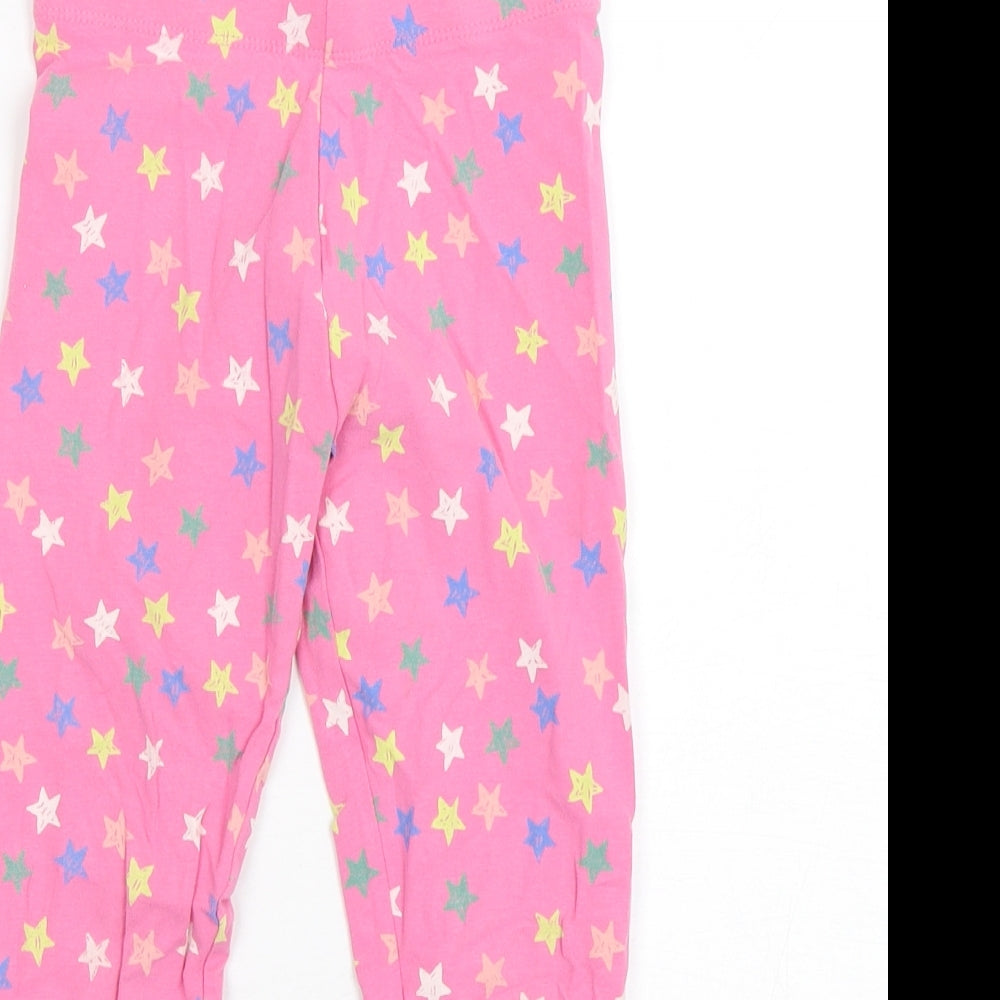 M&S Girls Pink Polka Dot Cotton  Pyjama Pants Size 5-6 Years