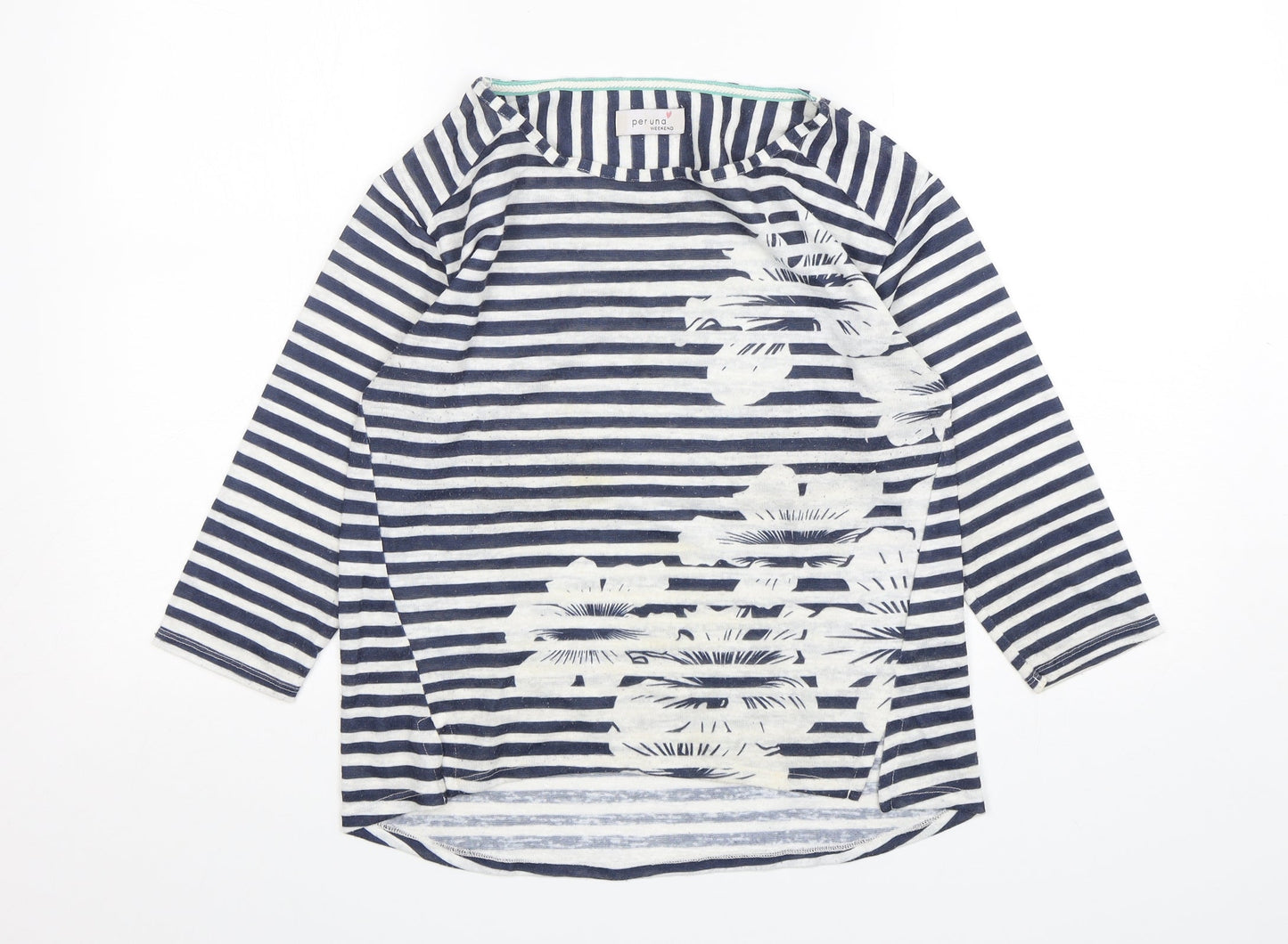 Per Una  Womens Multicoloured Round Neck Striped Polyester Pullover Jumper Size 10