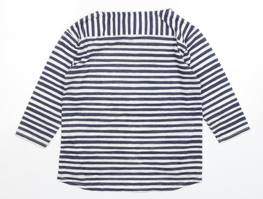 Per Una  Womens Multicoloured Round Neck Striped Polyester Pullover Jumper Size 10