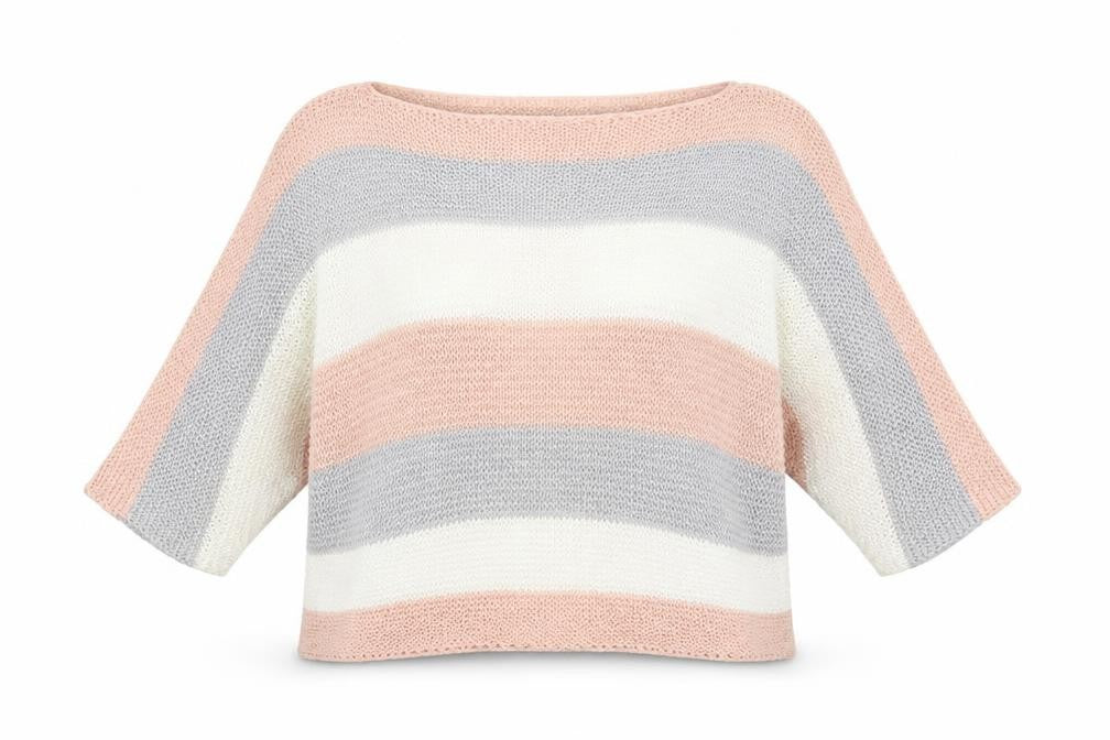Nina Murati Womens Multicoloured Round Neck Striped Acrylic Pullover Jumper Size S