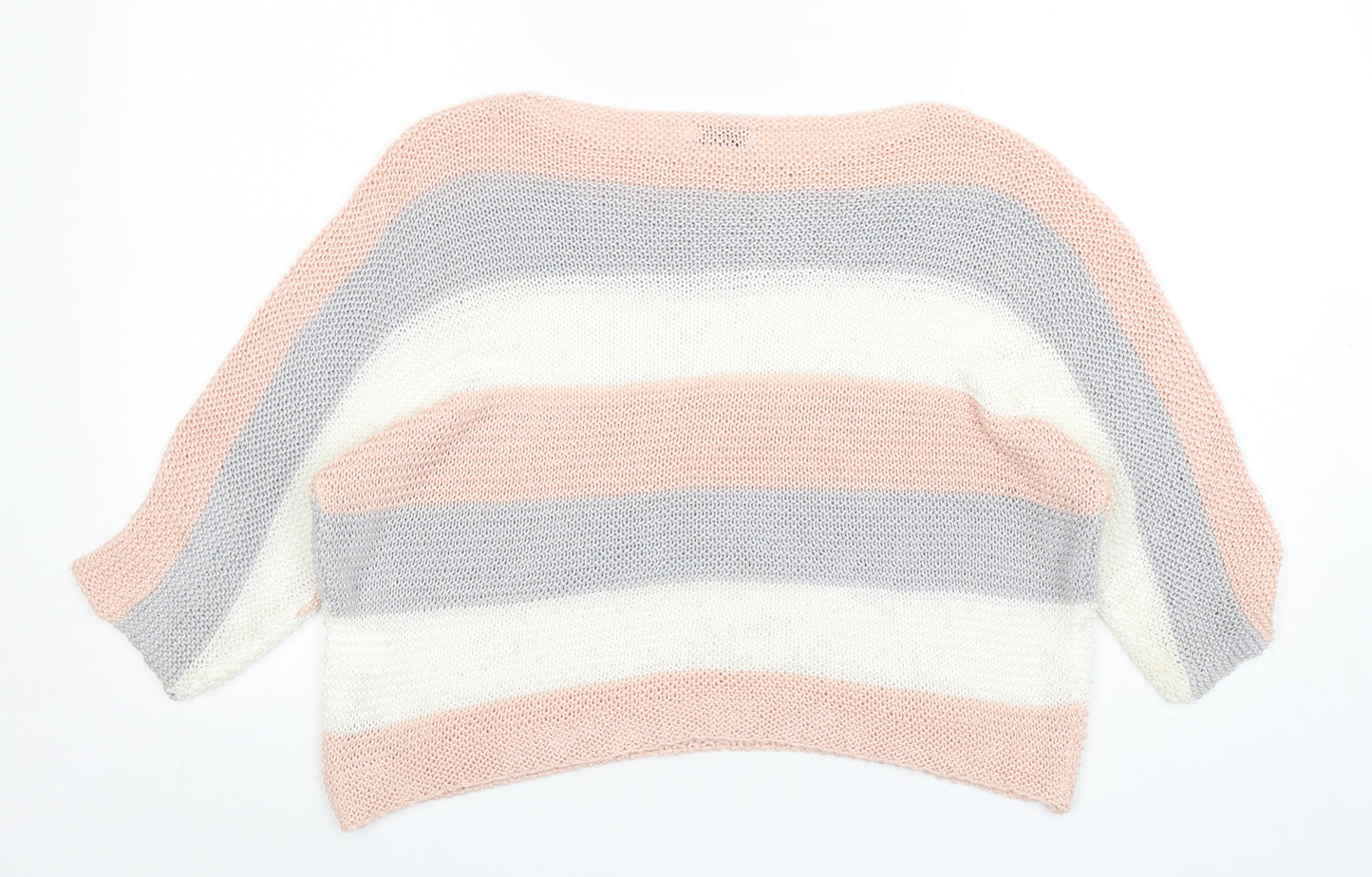 Nina Murati Womens Multicoloured Round Neck Striped Acrylic Pullover Jumper Size S