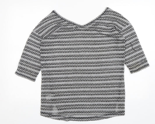 NEXT Womens Multicoloured V-Neck Argyle/Diamond Polyester Pullover Jumper Size 10