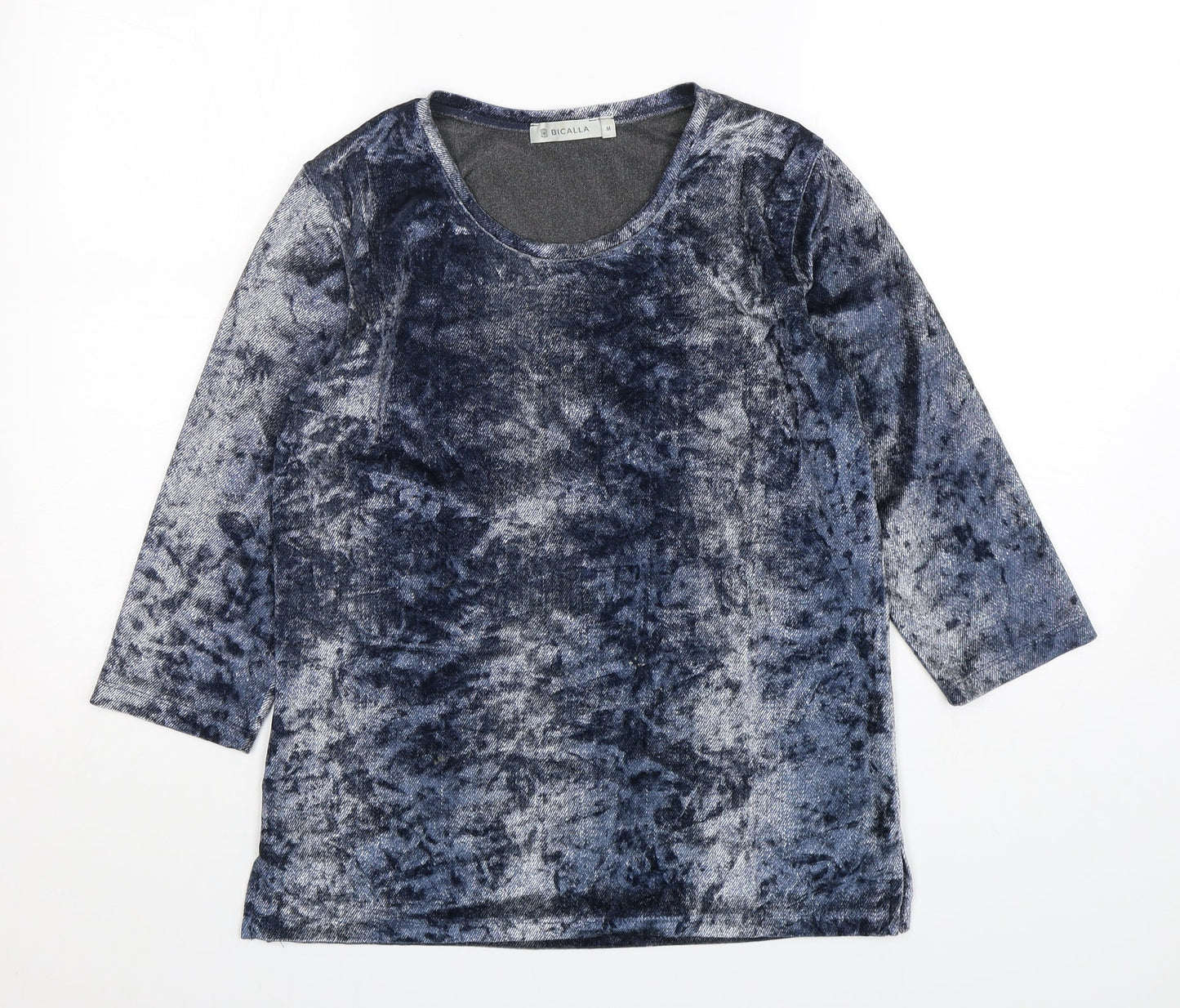 Bicalla Womens Blue Round Neck  Polyester Pullover Jumper Size M