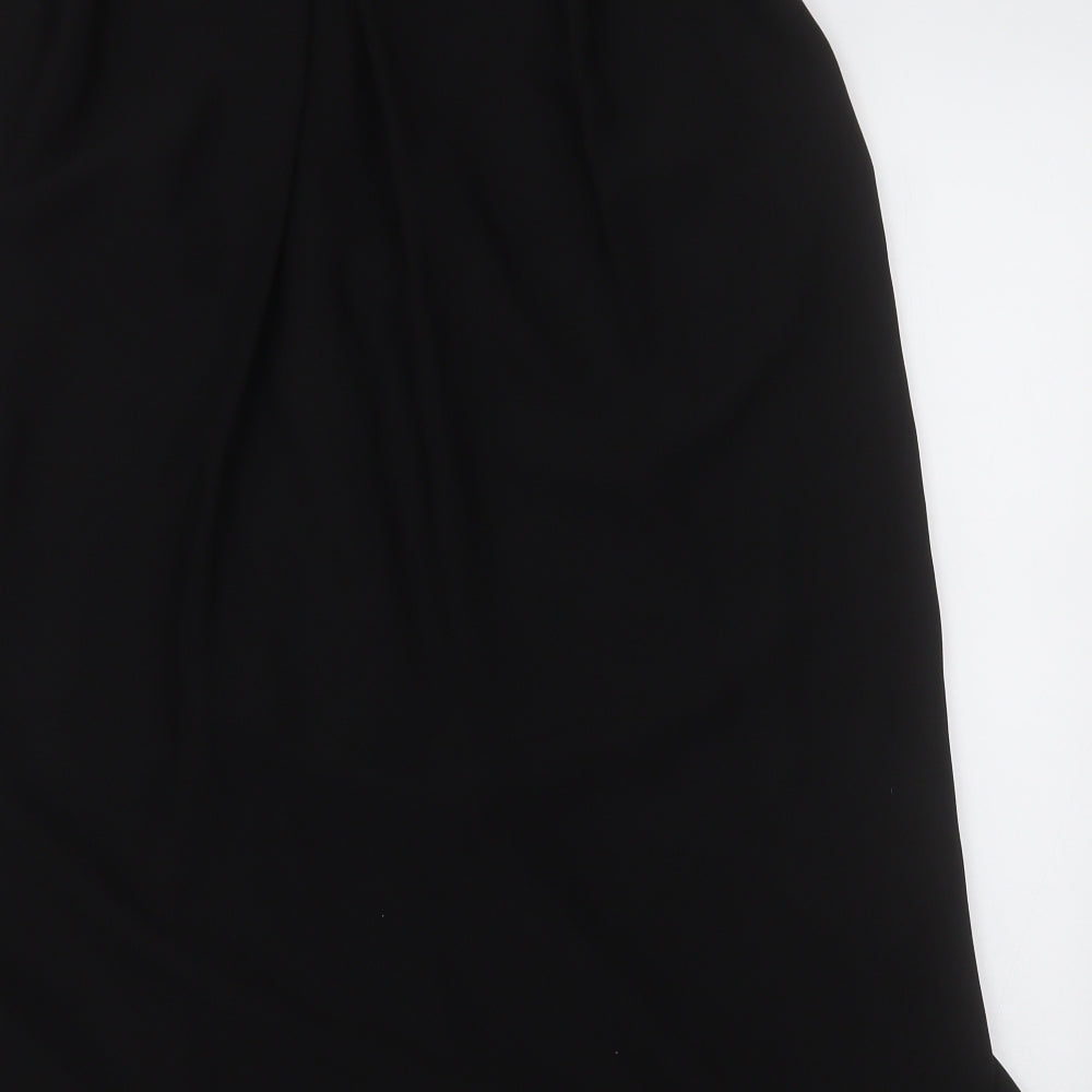 Preworn Womens Black  Polyester Basic Blouse Size L V-Neck