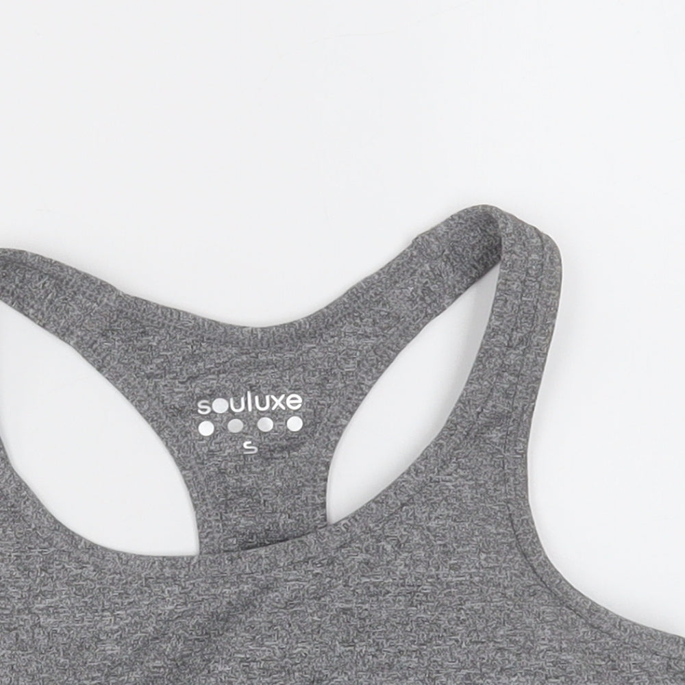 mataaln Womens Grey  Polyester Cropped Tank Size S Scoop Neck Pullover