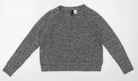 H&M Womens Grey Crew Neck  Acrylic Pullover Jumper Size XS