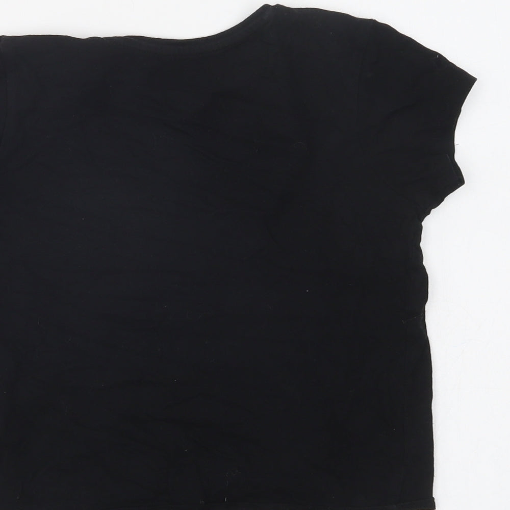 Primark Girls Black  Cotton Cropped T-Shirt Size 7-8 Years Crew Neck  - L.A.