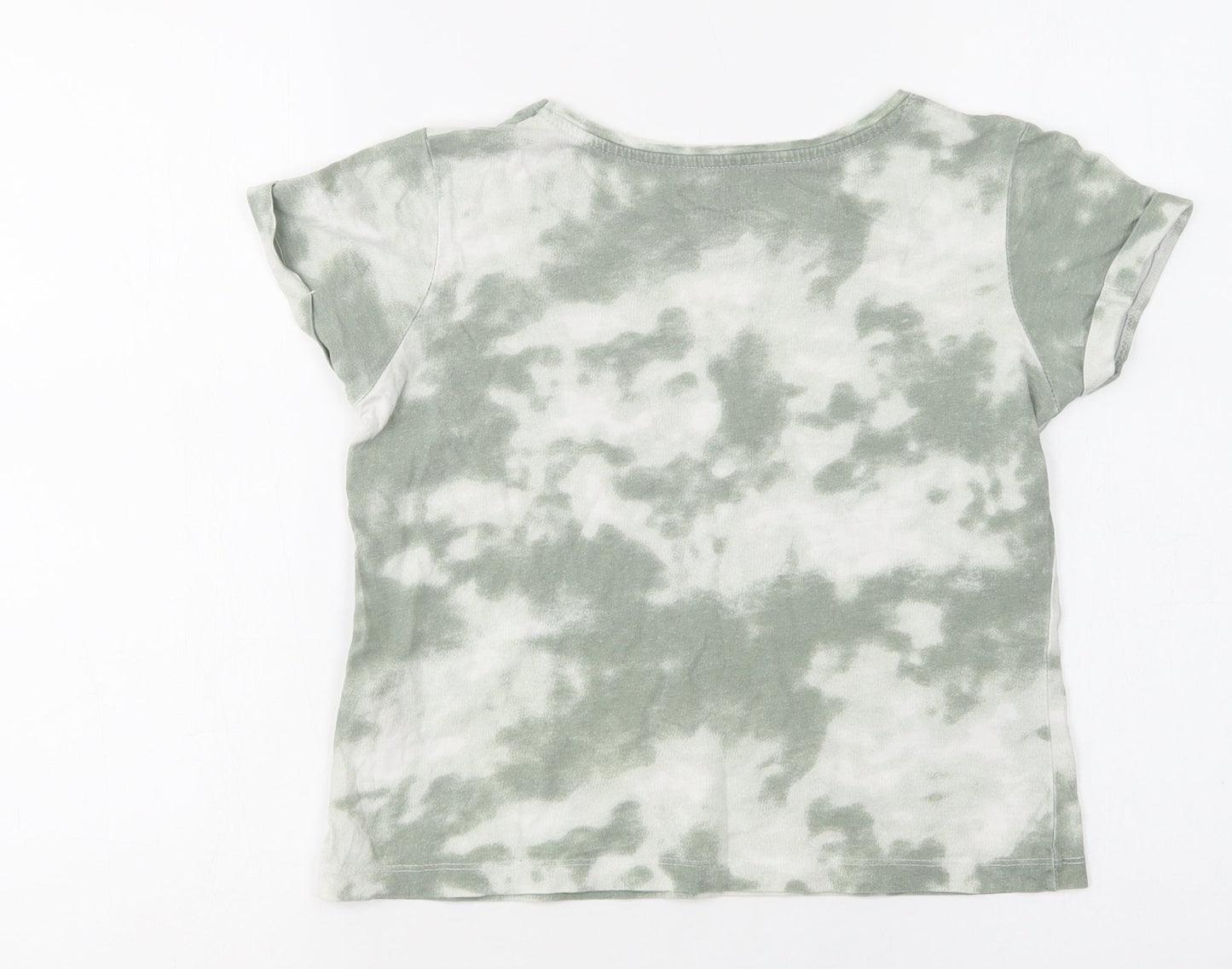 Primark Girls Green Batik Cotton Pullover T-Shirt Size 9-10 Years Crew Neck