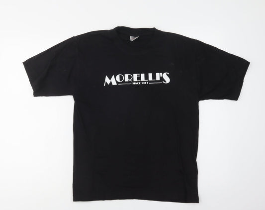 Super Combed Womens Black  Cotton Basic T-Shirt Size S Crew Neck