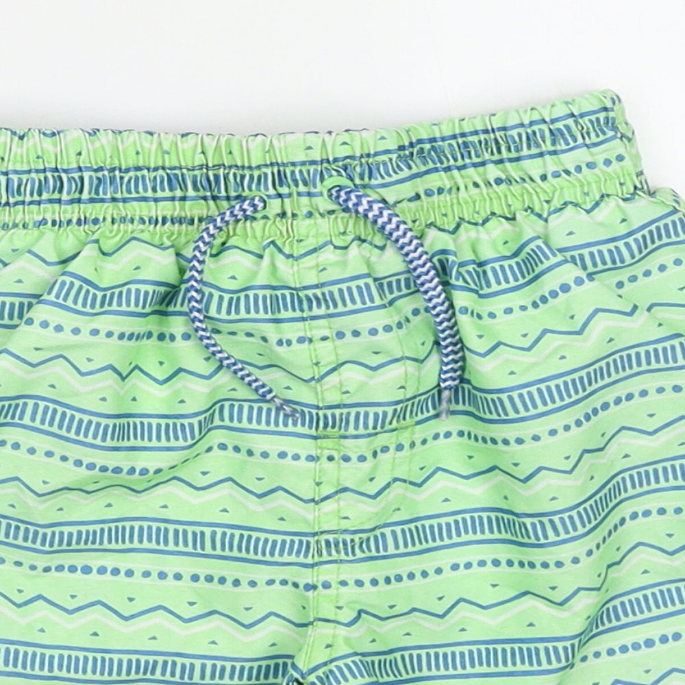Primark Boys Green Geometric Polyester Bermuda Shorts Size 3-4 Years  Regular Drawstring - Swim Shorts