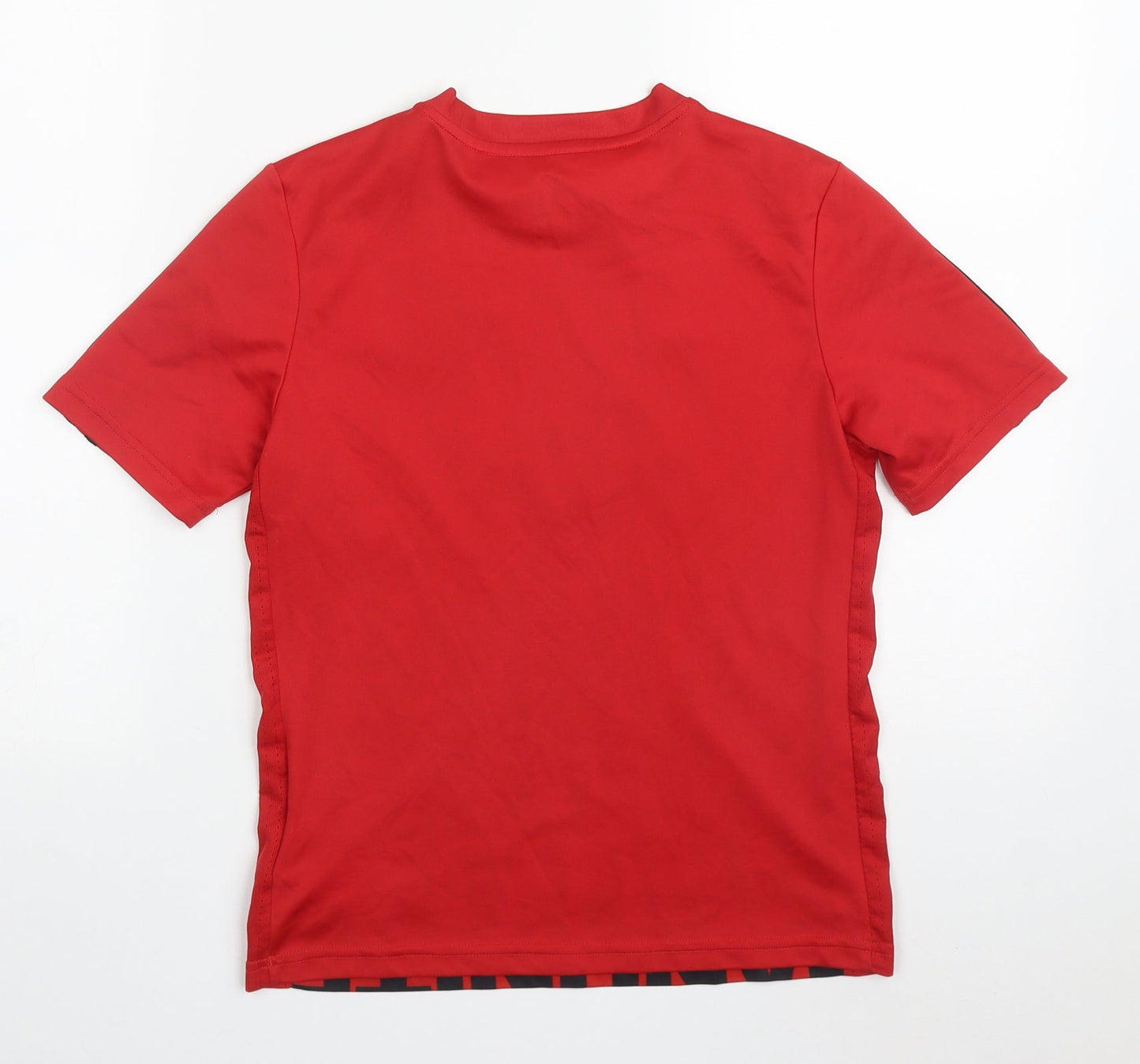 adidas Boys Red  Polyester Basic T-Shirt Size 11-12 Years Crew Neck Pullover - Manchester United