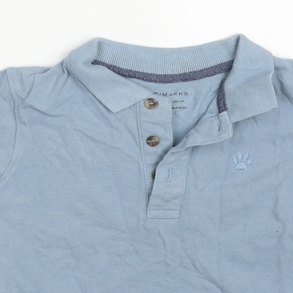 Primark Boys Blue  Cotton Basic Polo Size 2-3 Years Collared Pullover