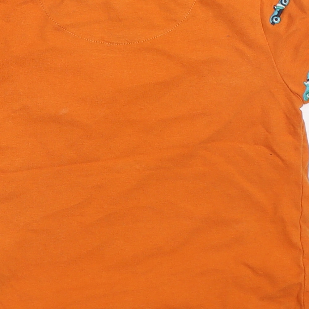 Ted Baker Boys Orange  Cotton Basic T-Shirt Size 2-3 Years Crew Neck Pullover - Racecars