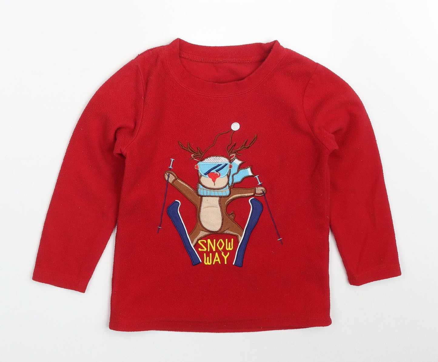 Dunnes Boys Red Solid Polyester  Pyjama Top Size 5-6 Years  Pullover - Snow Day