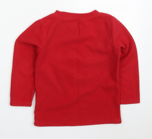 Dunnes Boys Red Solid Polyester  Pyjama Top Size 5-6 Years  Pullover - Snow Day