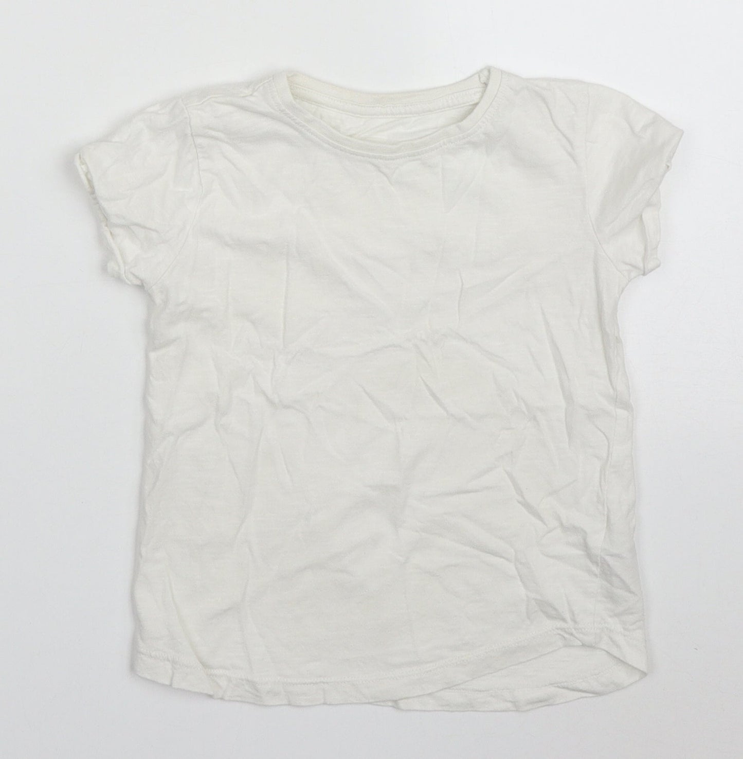 Dunnes Boys White  Cotton Basic T-Shirt Size 4-5 Years Crew Neck Pullover