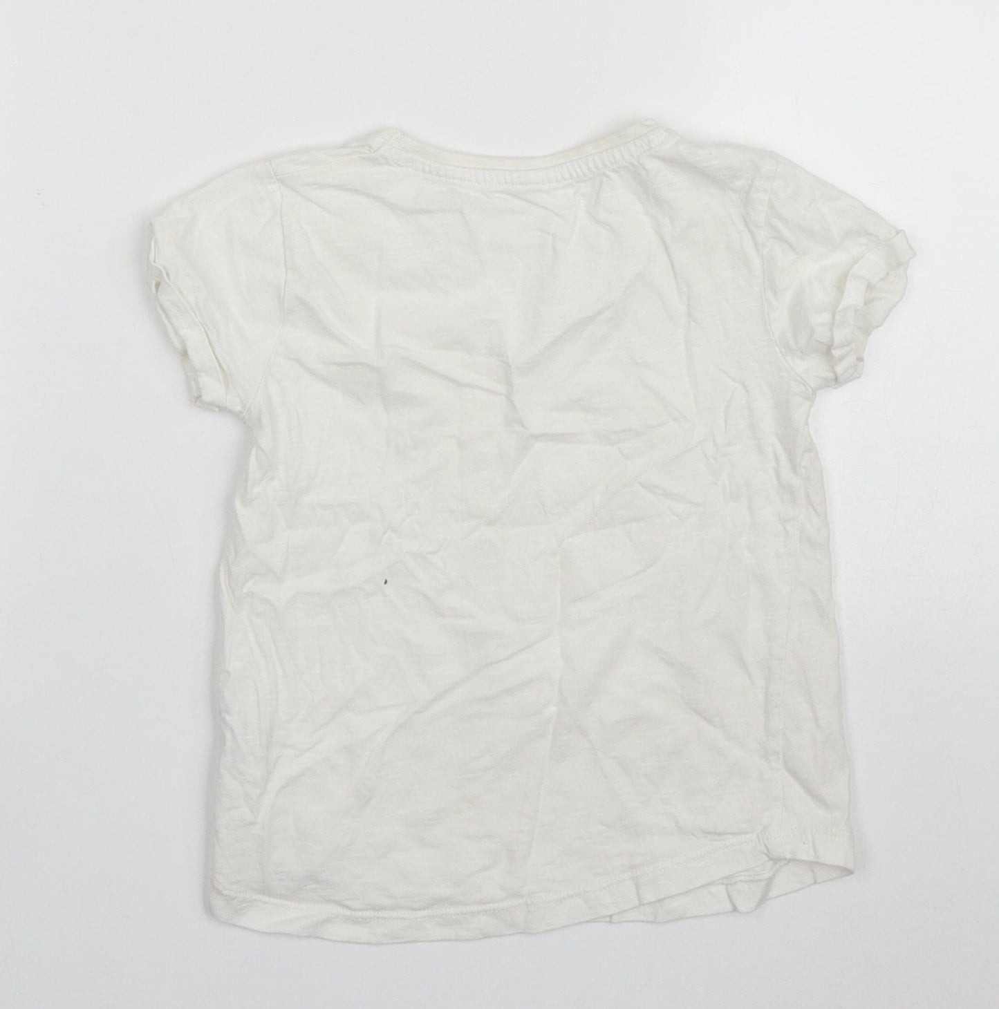 Dunnes Boys White  Cotton Basic T-Shirt Size 4-5 Years Crew Neck Pullover