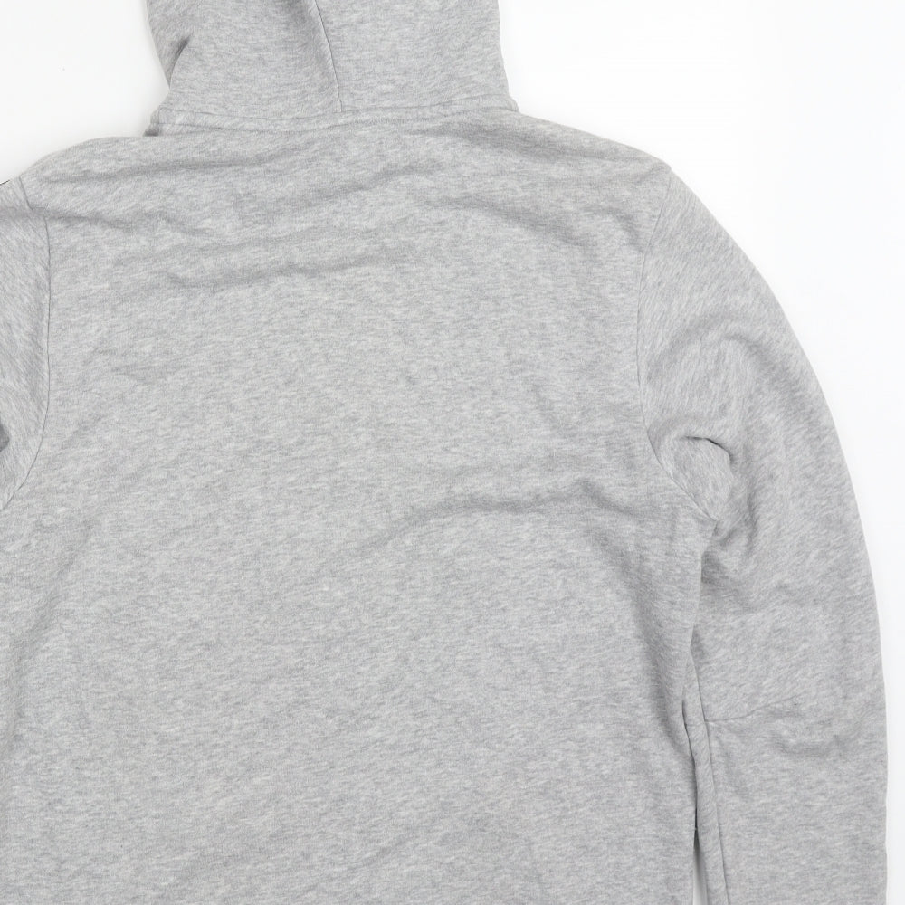 adidas Mens Grey Striped Cotton Full Zip Hoodie Size M