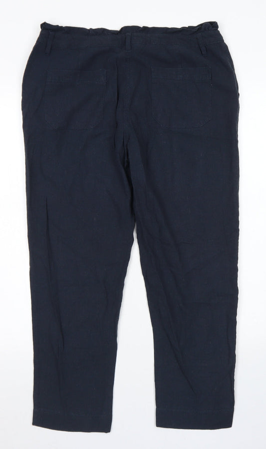 Oasis Womens Blue  Viscose Pedal Pusher Trousers Size 10 L24 in Regular Button