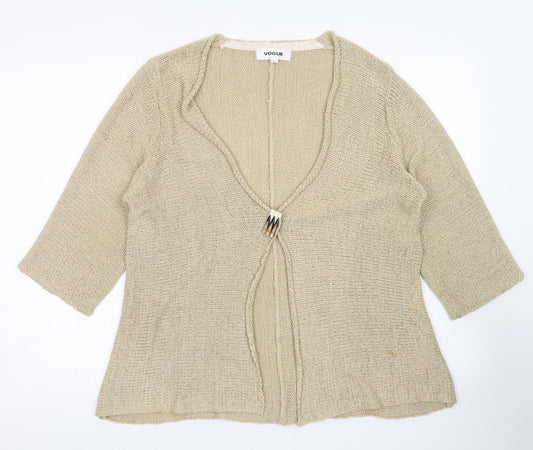 Vogue Womens Brown V-Neck  Acrylic Cardigan Jumper Size L
