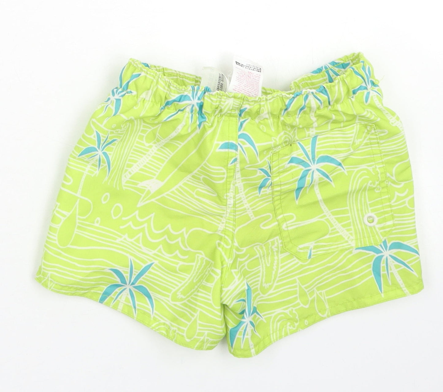DECATHLON Boys Green Floral Polyester Utility Shorts Size 4 Years  Regular Drawstring - Board Shorts