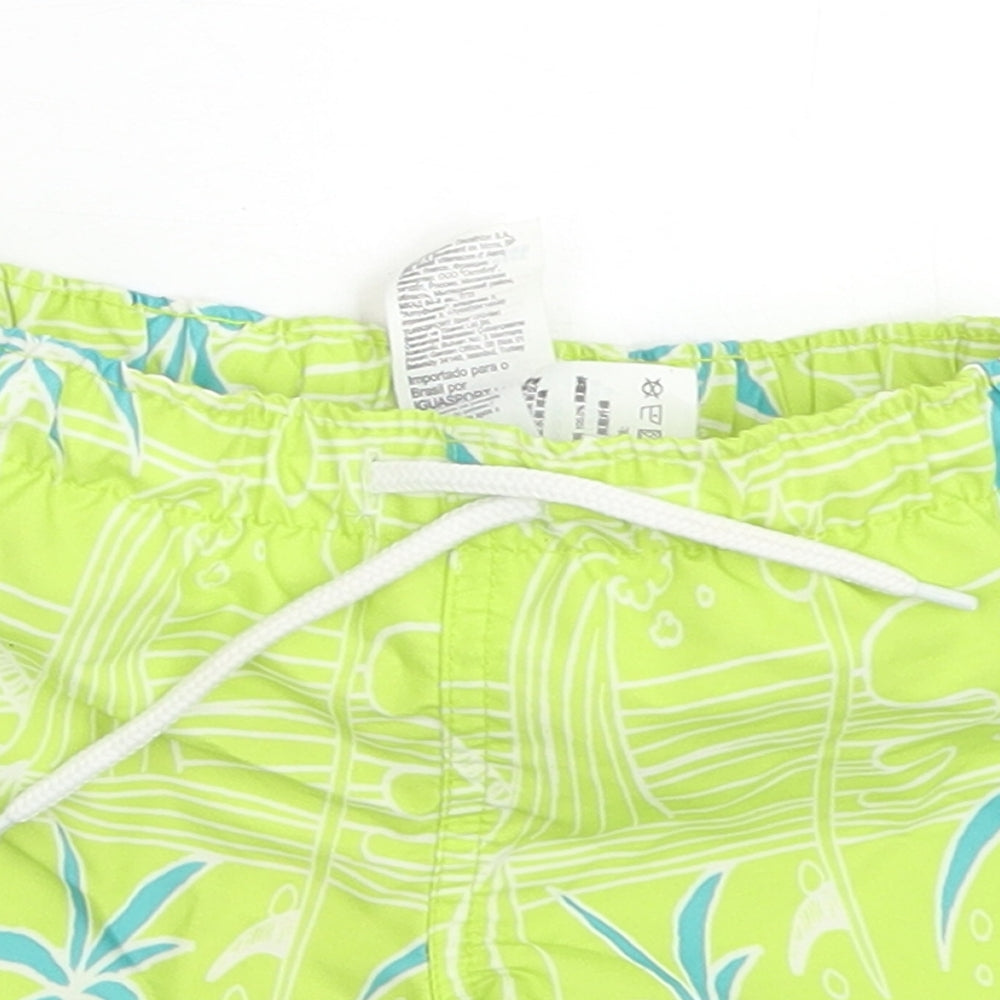 DECATHLON Boys Green Floral Polyester Utility Shorts Size 4 Years  Regular Drawstring - Board Shorts