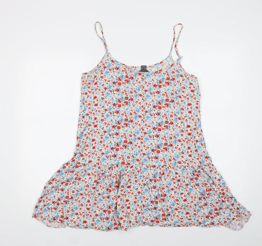 Primark Womens Multicoloured Floral Viscose Slip Dress  Size 14  Round Neck