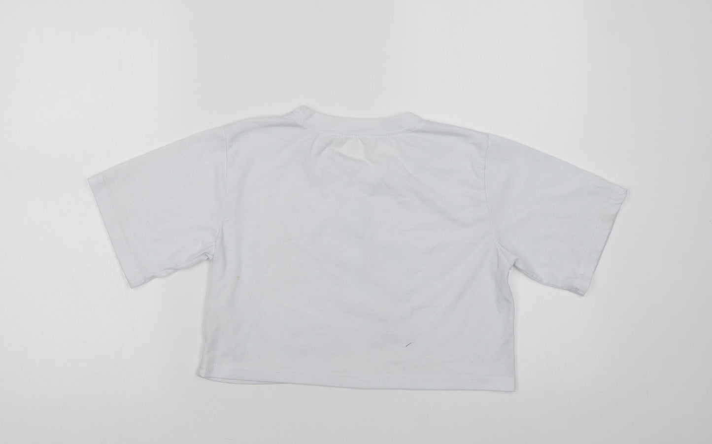 Preworn Womens White  Polyester Cropped T-Shirt Size XS Crew Neck - Tik Tok