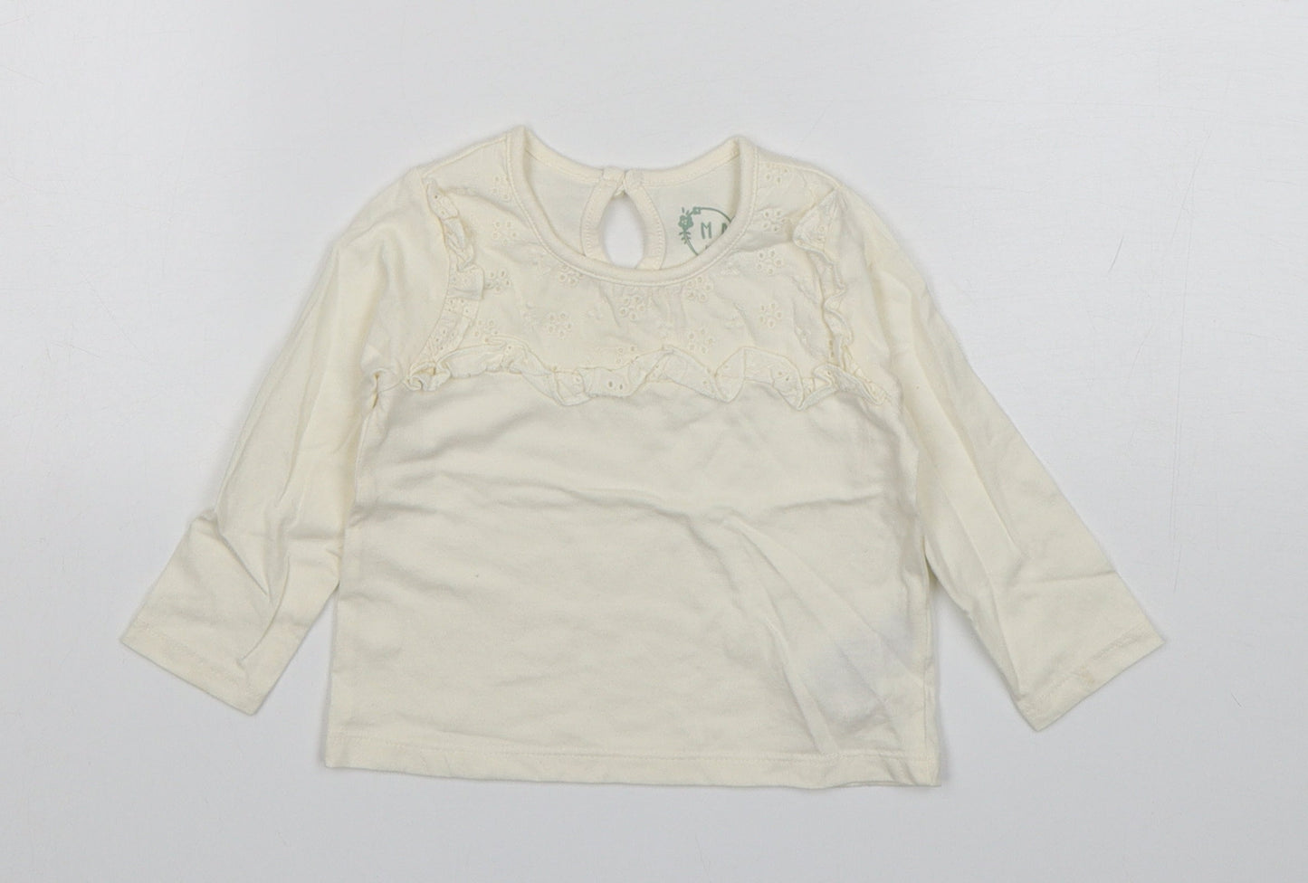Primark Girls Beige  Cotton Basic T-Shirt Size 9-12 Months Round Neck