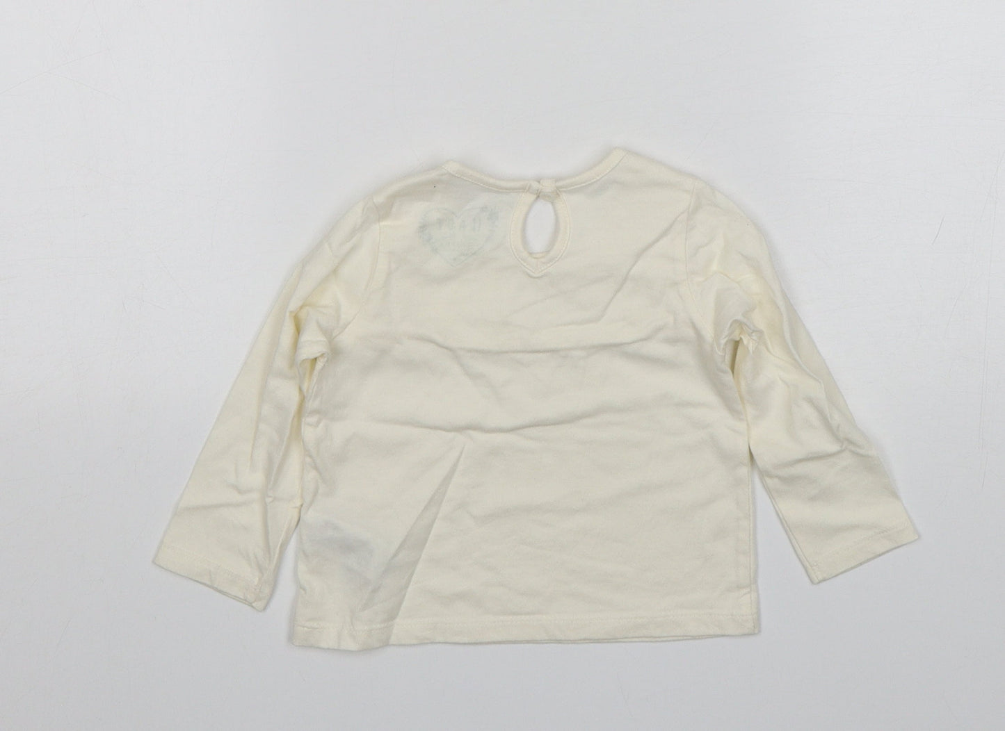 Primark Girls Beige  Cotton Basic T-Shirt Size 9-12 Months Round Neck
