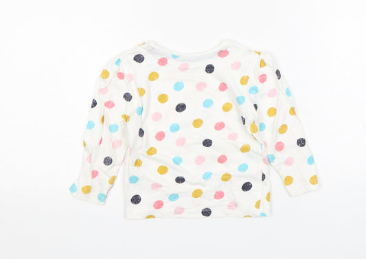 Primark Girls Multicoloured Polka Dot Cotton Basic T-Shirt Size 9-12 Months Round Neck