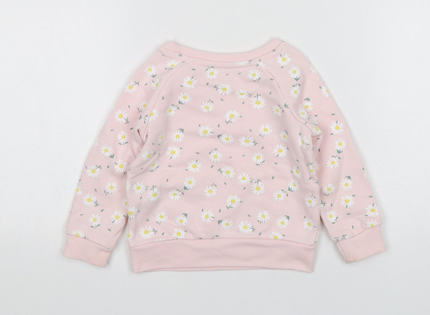 Primark Girls Pink Floral Cotton Pullover Jumper Size 9-12 Months