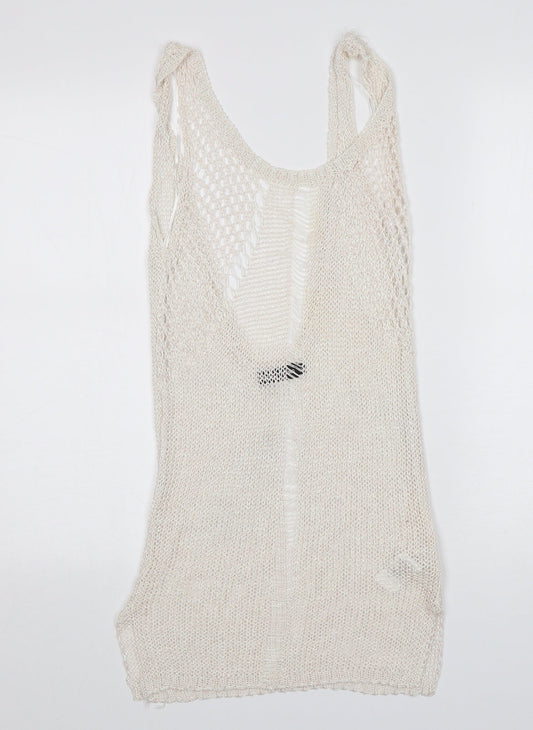 PRETTYLITTLETHING Womens White Round Neck  Viscose Vest Jumper Size 6