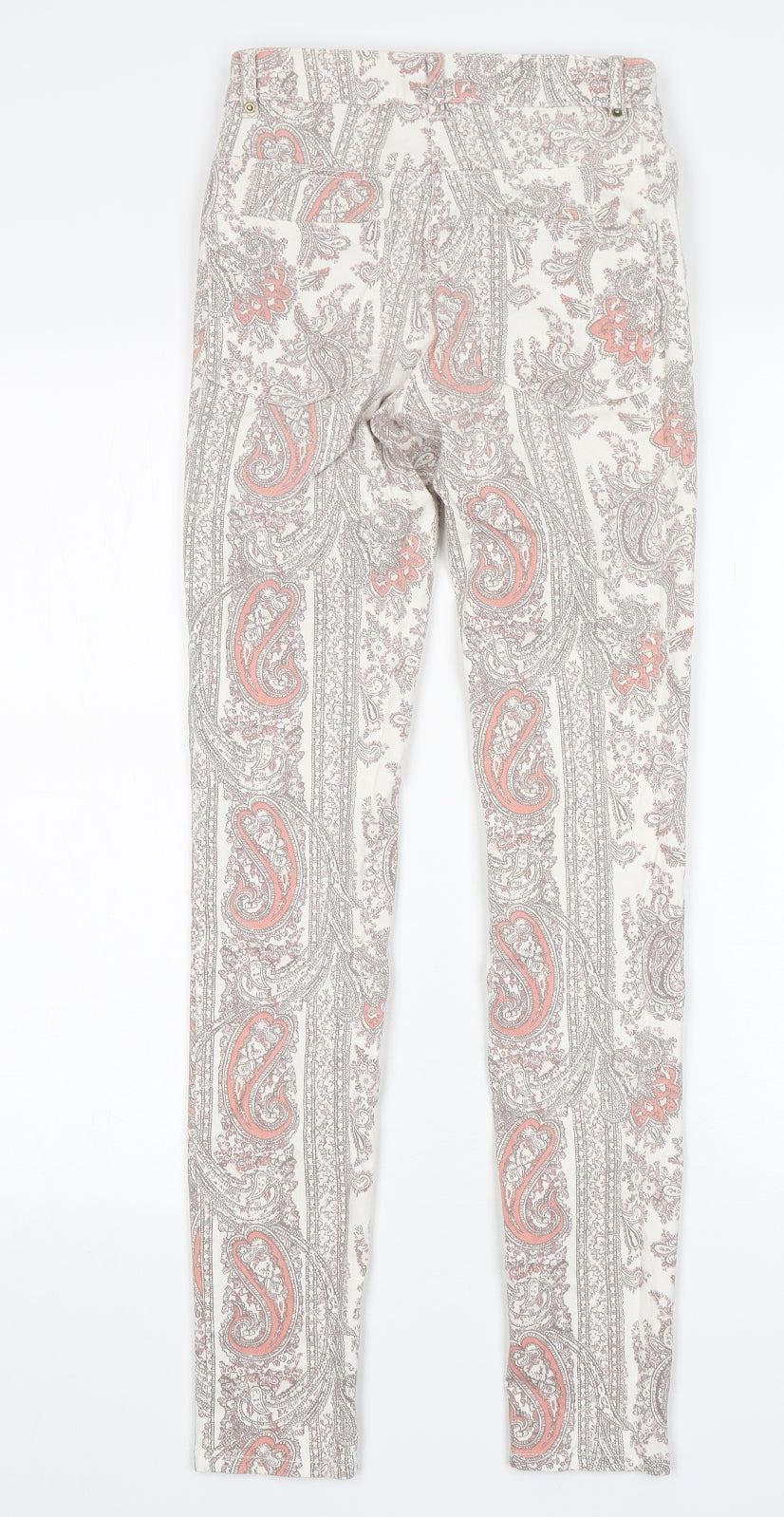H&M Womens Multicoloured Paisley Cotton Skinny Jeans Size 4 L30 in Regular