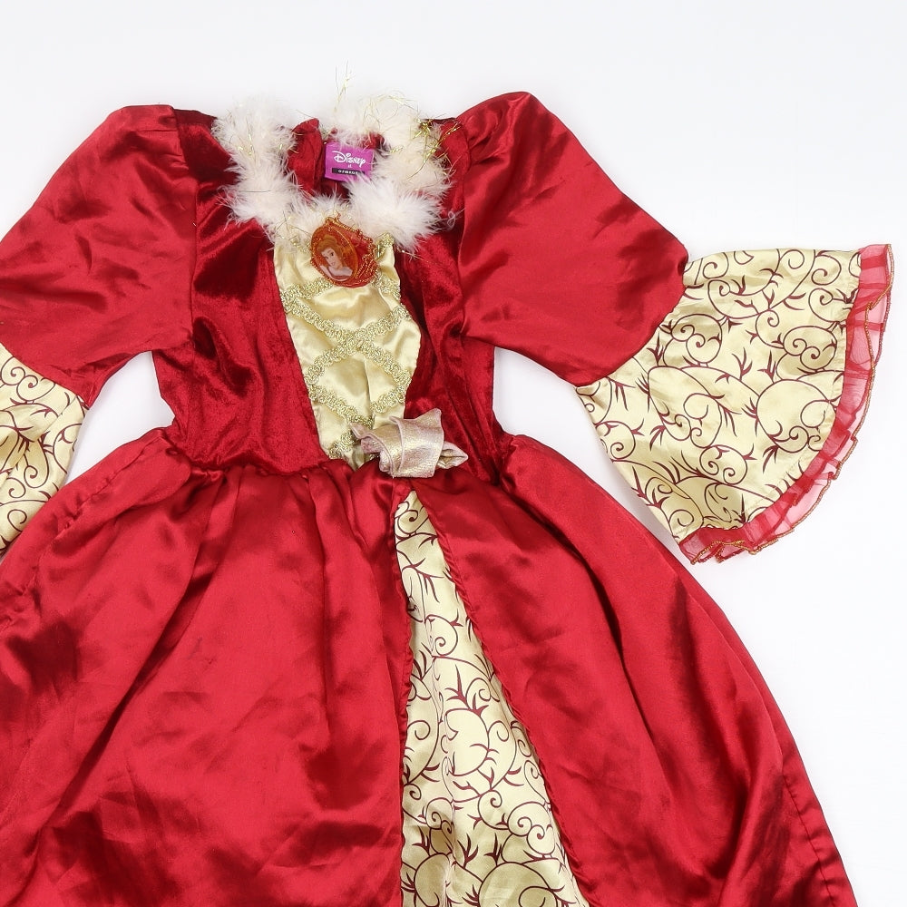 George Girls Red  Polyester Ball Gown  Size 5-6 Years  Round Neck  - disney princess