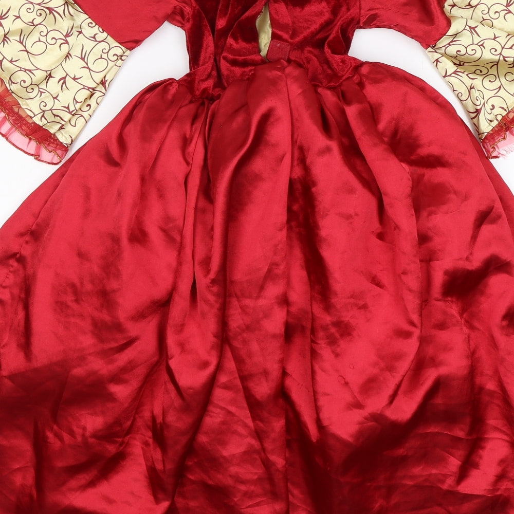 George Girls Red  Polyester Ball Gown  Size 5-6 Years  Round Neck  - disney princess