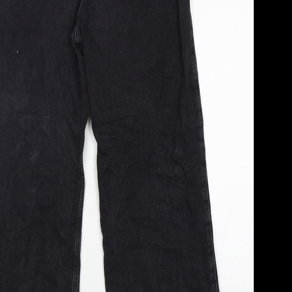 New Look Womens Black  Cotton Wide-Leg Jeans Size 8 L29 in Regular