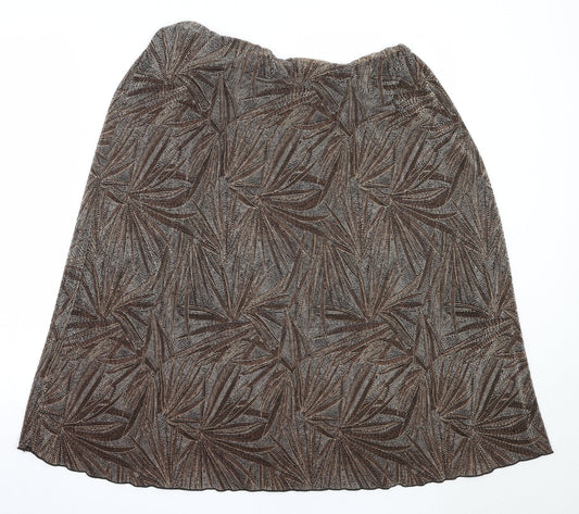 Dunnes Stores Womens Brown  Polyester Flare Skirt Size 16